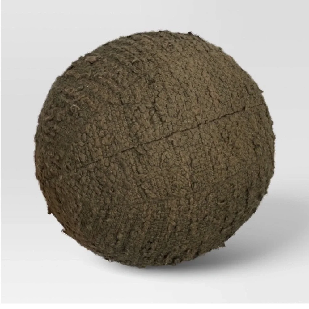 Threshold Boucle Sphere Throw Pillow Dark Green NWT